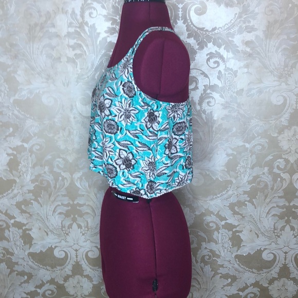 Mossimo Supply Co Floral Blue Crop Top Size S/P - Picture 2 of 4